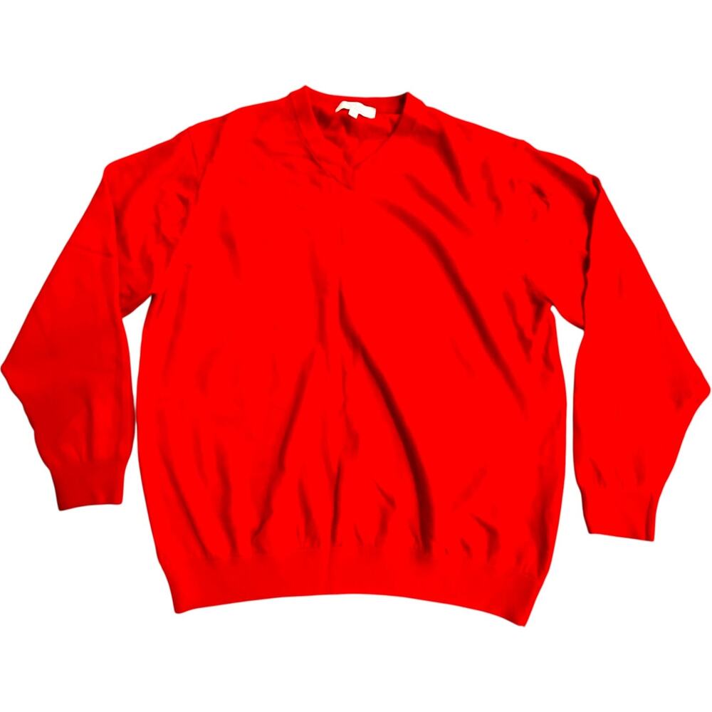 Turnbury Sweater Mens XL Red Extra Fine Merino Wool Pullover V Neck Classic